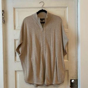 Banana Republic oversized zip-front cardigan poncho vest short-sleeve